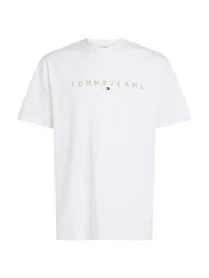 Tommy Jeans T-Shirt TJM REG GOLD LINEAR LOGO TEE EXT Hellblau/Weiß/Braun