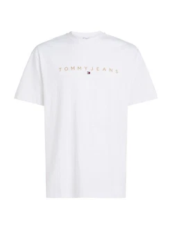 Tommy Jeans T-Shirt TJM REG GOLD LINEAR LOGO TEE EXT Hellblau/Weiß/Braun Tommy Jeans T-Shirt TJM REG GOLD LINEAR LOGO TEE EXT Hellblau/Weiß/Braun