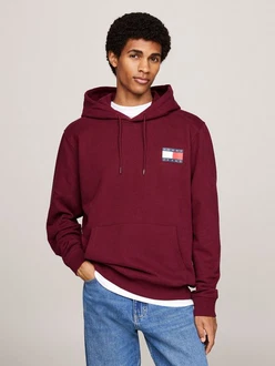 Tommy Jeans Sweatshirt TJM REG ESSENTIAL FLAG HOOD EXT Dunkelrot/Rot/Bordeaux