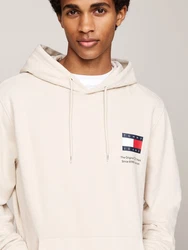 Tommy Jeans Sweatshirt TJM REG ESSENTIAL FLAG HOOD EXT Creme/Beige/Khaki/Braun/Weiß/Grau