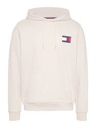 Tommy Jeans Sweatshirt TJM REG ESSENTIAL FLAG HOOD EXT Creme/Beige/Khaki/Braun/Weiß/Grau