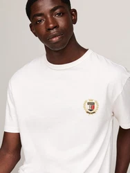 Tommy Jeans T-Shirt TJM REG RWB CREST FLAG TEE Weiß/Rosa/Beige/Dunkelblau