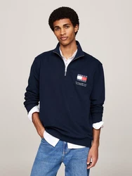 Tommy Jeans Sweatshirt TJM REG ENTRY HALF ZIP Mareknlogo Dunkelblau/Blau