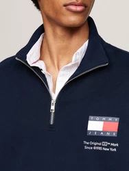 Tommy Jeans Sweatshirt TJM REG ENTRY HALF ZIP Mareknlogo Dunkelblau/Blau