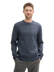 TOM TAILOR Rundhalspullover Grau/Dunkelblau