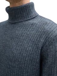 TOM TAILOR Rollkragenpullover mit Rollkragen Grau/Dunkelblau/Blau