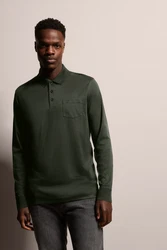 bugatti Langarm-Poloshirt Dunkelgrün/Grün
