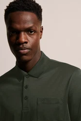 bugatti Langarm-Poloshirt Dunkelgrün/Grün