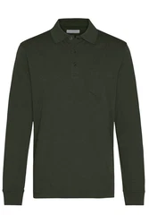 bugatti Langarm-Poloshirt Dunkelgrün/Grün