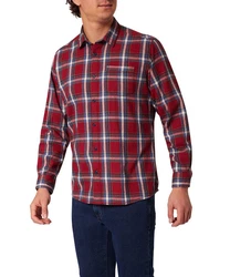 Pioneer Authentic Jeans Langarmhemd mit Brusttasche Rot/Dunkelrot