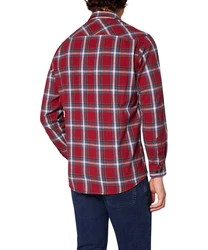 Pioneer Authentic Jeans Langarmhemd mit Brusttasche Rot/Dunkelrot