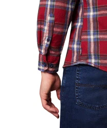 Pioneer Authentic Jeans Langarmhemd mit Brusttasche Rot/Dunkelrot