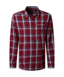 Pioneer Authentic Jeans Langarmhemd mit Brusttasche Rot/Dunkelrot
