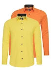 Rusty Neal Langarmhemd Slim-Fit Gelb/Orange
