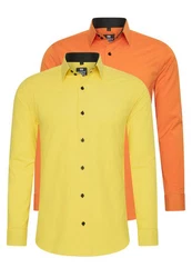 Rusty Neal Langarmhemd Slim-Fit Gelb/Orange