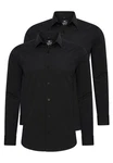 Rusty Neal Langarmhemd Slim-Fit Schwarz/Dunkelblau
