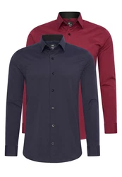 Rusty Neal Langarmhemd Slim-Fit Rot/Lila/Dunkelrot/Bordeaux
