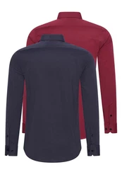 Rusty Neal Langarmhemd Slim-Fit Rot/Lila/Dunkelrot/Bordeaux