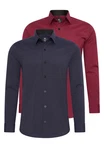 Rusty Neal Langarmhemd Slim-Fit Rot/Lila/Dunkelrot/Bordeaux Rusty Neal Langarmhemd Slim-Fit Rot/Lila/Dunkelrot/Bordeaux