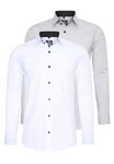 Rusty Neal Langarmhemd Slim-Fit Creme/Weiß/Grau