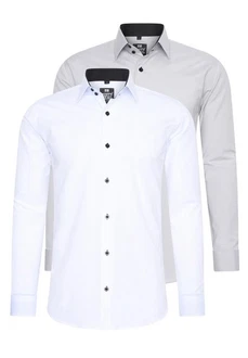 Rusty Neal Langarmhemd Slim-Fit Creme/Weiß/Grau Rusty Neal Langarmhemd Slim-Fit Creme/Weiß/Grau