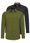 Rusty Neal Langarmhemd Slim-Fit Dunkelgrün/Grün
