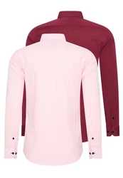 Rusty Neal Langarmhemd Slim-Fit Rosa/Rot