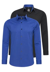 Rusty Neal Langarmhemd Slim-Fit Blau/Dunkelblau/Hellblau