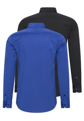 Rusty Neal Langarmhemd Slim-Fit Blau/Dunkelblau/Hellblau