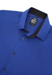 Rusty Neal Langarmhemd Slim-Fit Blau/Dunkelblau/Hellblau