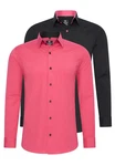 Rusty Neal Langarmhemd Slim-Fit Rosa/Rot