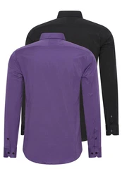Rusty Neal Langarmhemd Slim-Fit Dunkelblau/Lila