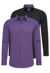 Rusty Neal Langarmhemd Slim-Fit Dunkelblau/Lila Rusty Neal Langarmhemd Slim-Fit Dunkelblau/Lila