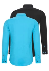 Rusty Neal Langarmhemd Slim-Fit Türkis/Blau/Dunkelblau/Hellblau