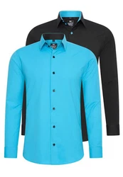 Rusty Neal Langarmhemd Slim-Fit Türkis/Blau/Dunkelblau/Hellblau