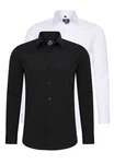 Rusty Neal Langarmhemd Slim-Fit Weiß/Schwarz/Lila