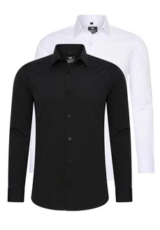 Rusty Neal Langarmhemd Slim-Fit Weiß/Schwarz/Lila