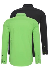 Rusty Neal Langarmhemd Slim-Fit Grün/Neonfarben