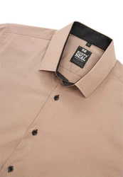 Rusty Neal Langarmhemd Slim-Fit Beige/Braun