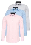 Rusty Neal Langarmhemd mit Weste und Krawatte Rosa/Hellblau