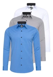 Rusty Neal Langarmhemd Slim-Fit Grau/Pastell/Hellblau/Blau/Dunkelblau