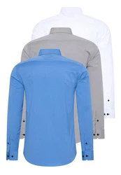 Rusty Neal Langarmhemd Slim-Fit Grau/Pastell/Hellblau/Blau/Dunkelblau