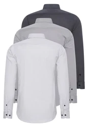 Rusty Neal Langarmhemd Slim-Fit Grau/Beige/Hellgrau/Dunkelgrau
