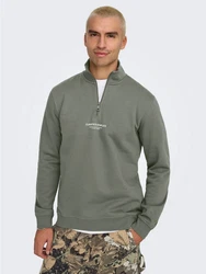 ONLY & SONS Sweatshirt ONSCURATED REG HALF ZIP SWEAT Dunkelgrün/Grün
