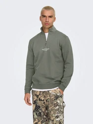ONLY & SONS Sweatshirt ONSCURATED REG HALF ZIP SWEAT Dunkelgrün/Grün