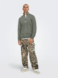 ONLY & SONS Sweatshirt ONSCURATED REG HALF ZIP SWEAT Dunkelgrün/Grün