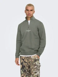 ONLY & SONS Sweatshirt ONSCURATED REG HALF ZIP SWEAT Dunkelgrün/Grün
