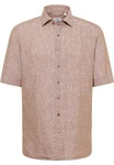 Eterna Kurzarmhemd MODERN FIT EASY IRON Braun/Beige