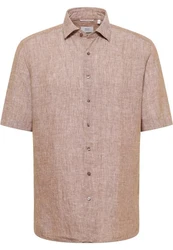 Eterna Kurzarmhemd MODERN FIT EASY IRON Braun/Beige