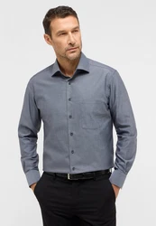 Eterna Langarmhemd MODERN FIT NON IRON Grau/Dunkelblau/Blau